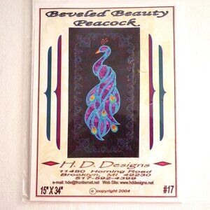 H.D. Designs Beveled Beauty Peacock Satin Stitched Panel Quilt‎ Pattern 15 x 34